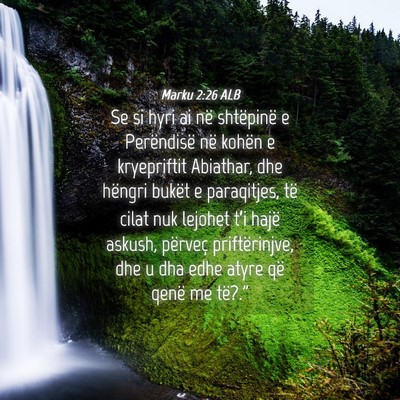 Picture 04 - Marku 2:26 ALB - Se si hyri ai në shtëpinë e Perëndisë në - Bible Verse Picture