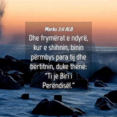 Picture 04 - Marku 3:11 ALB - Dhe frymërat e ndyrë, kur e shihnin, binin - Bible Verse Picture