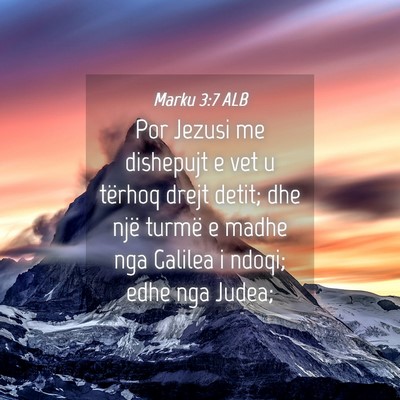 Picture 04 - Marku 3:7 ALB - Por Jezusi me dishepujt e vet u tërhoq drejt - Bible Verse Picture