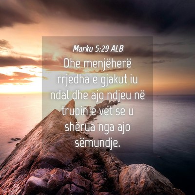 Picture 04 - Marku 5:29 ALB - Dhe menjëherë rrjedha e gjakut iu ndal dhe ajo - Bible Verse Picture