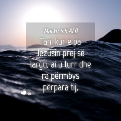 Picture 04 - Marku 5:6 ALB - Tani kur e pa Jezusin prej së largu, ai u turr - Bible Verse Picture