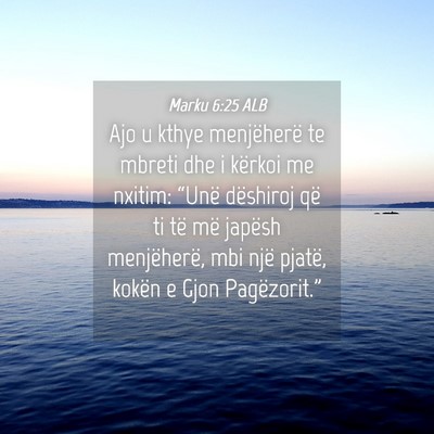 Picture 04 - Marku 6:25 ALB - Ajo u kthye menjëherë te mbreti dhe i kërkoi - Bible Verse Picture