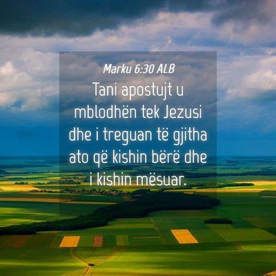 Picture 04 - Marku 6:30 ALB - Tani apostujt u mblodhën tek Jezusi dhe i - Bible Verse Picture