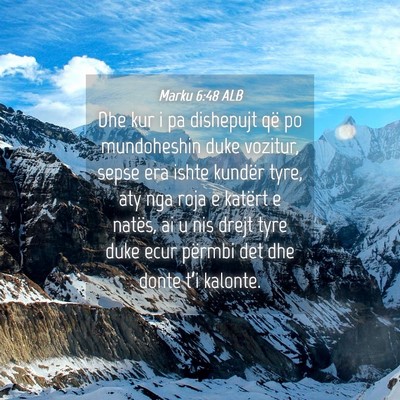 Picture 04 - Marku 6:48 ALB - Dhe kur i pa dishepujt që po mundoheshin duke - Bible Verse Picture