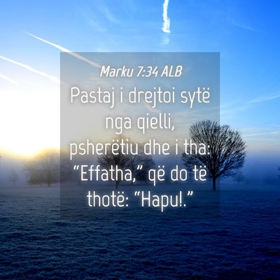 Picture 04 - Marku 7:34 ALB - Pastaj i drejtoi sytë nga qielli, psherëtiu dhe - Bible Verse Picture