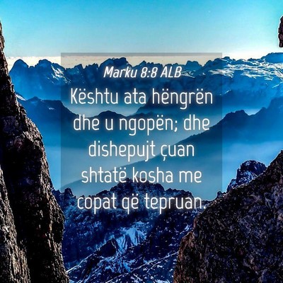Picture 04 - Marku 8:8 ALB - Kështu ata hëngrën dhe u ngopën; dhe - Bible Verse Picture