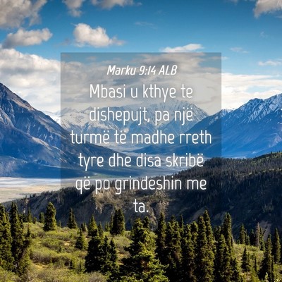 Picture 04 - Marku 9:14 ALB - Mbasi u kthye te dishepujt, pa një turmë të - Bible Verse Picture
