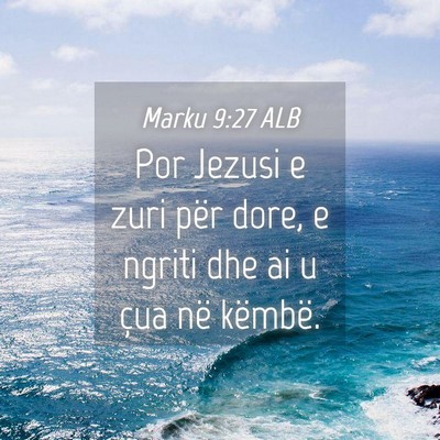 Picture 04 - Marku 9:27 ALB - Por Jezusi e zuri për dore, e ngriti dhe ai u - Bible Verse Picture