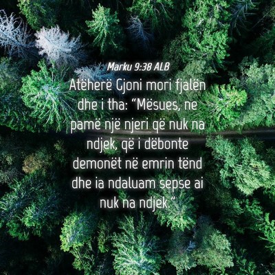Picture 04 - Marku 9:38 ALB - Atëherë Gjoni mori fjalën dhe i tha: - Bible Verse Picture