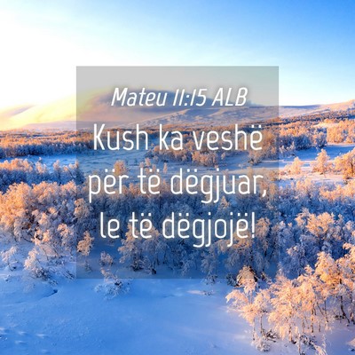 Picture 04 - Mateu 11:15 ALB - Kush ka veshë për të dëgjuar, le të - Bible Verse Picture
