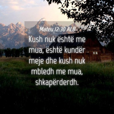 Picture 04 - Mateu 12:30 ALB - Kush nuk është me mua, është kundër meje dhe - Bible Verse Picture