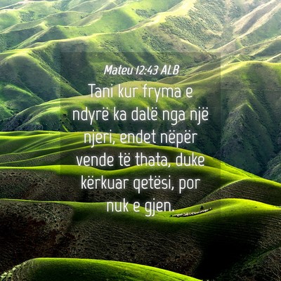 Picture 04 - Mateu 12:43 ALB - Tani kur fryma e ndyrë ka dalë nga një njeri, - Bible Verse Picture