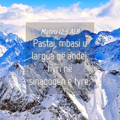 Picture 04 - Mateu 12:9 ALB - Pastaj, mbasi u largua që andej, hyri në - Bible Verse Picture