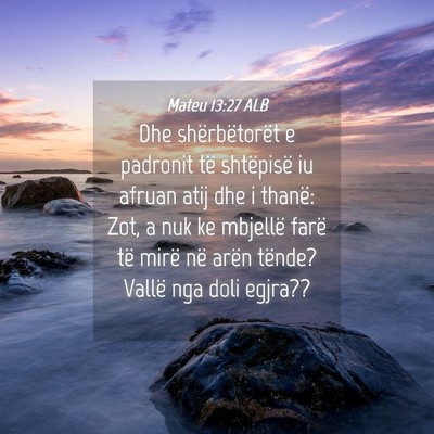 Picture 04 - Mateu 13:27 ALB - Dhe shërbëtorët e padronit të shtëpisë iu - Bible Verse Picture