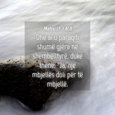 Picture 04 - Mateu 13:3 ALB - Dhe ai u paraqiti shumë gjëra në - Bible Verse Picture