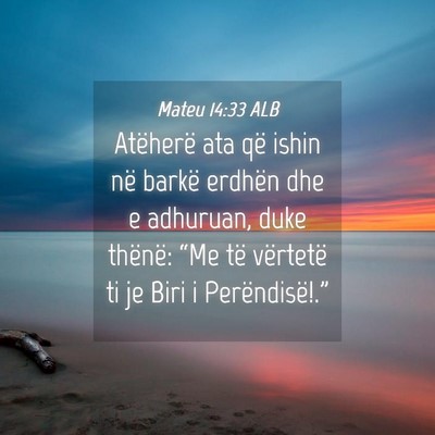 Picture 04 - Mateu 14:33 ALB - Atëherë ata që ishin në barkë erdhën dhe e - Bible Verse Picture