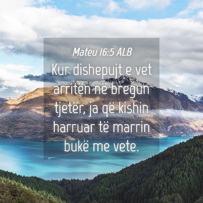 Picture 04 - Mateu 16:5 ALB - Kur dishepujt e vet arritën në bregun tjetër, - Bible Verse Picture