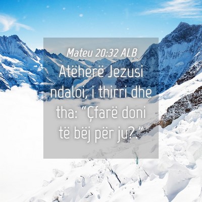 Picture 04 - Mateu 20:32 ALB - Atëherë Jezusi ndaloi, i thirri dhe tha: - Bible Verse Picture