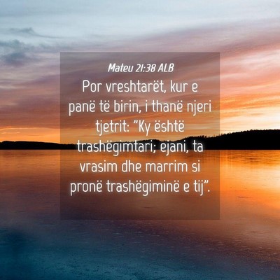 Picture 04 - Mateu 21:38 ALB - Por vreshtarët, kur e panë të birin, i thanë - Bible Verse Picture