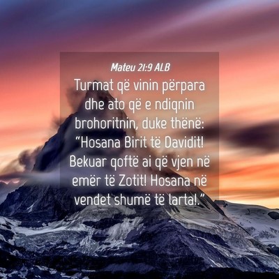 Picture 04 - Mateu 21:9 ALB - Turmat që vinin përpara dhe ato që e ndiqnin - Bible Verse Picture