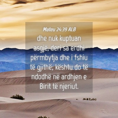 Picture 04 - Mateu 24:39 ALB - dhe nuk kuptuan asgjë, deri sa erdhi përmbytja - Bible Verse Picture