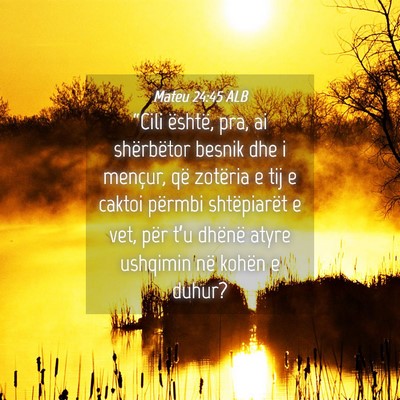 Picture 04 - Mateu 24:45 ALB - “Cili është, pra, ai shërbëtor besnik dhe i - Bible Verse Picture
