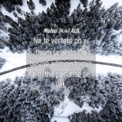 Picture 04 - Mateu 24:47 ALB - Në të vërtetë po ju them se ai do t’ia - Bible Verse Picture