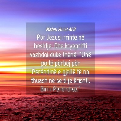 Picture 04 - Mateu 26:63 ALB - Por Jezusi rrinte në heshtje. Dhe kryeprifti - Bible Verse Picture