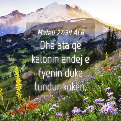 Picture 04 - Mateu 27:39 ALB - Dhe ata që kalonin andej e fyenin duke tundur - Bible Verse Picture