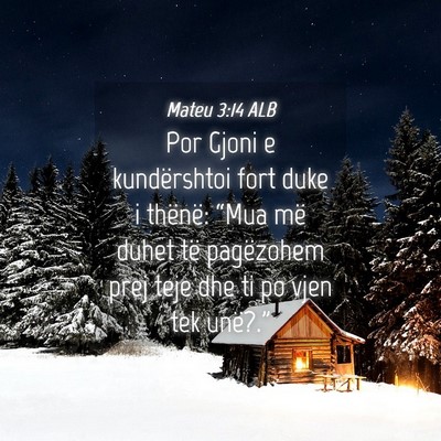Picture 04 - Mateu 3:14 ALB - Por Gjoni e kundërshtoi fort duke i thënë: - Bible Verse Picture