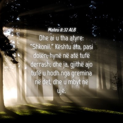 Picture 04 - Mateu 8:32 ALB - Dhe ai u tha atyre: “Shkoni!.” Kështu ata, - Bible Verse Picture