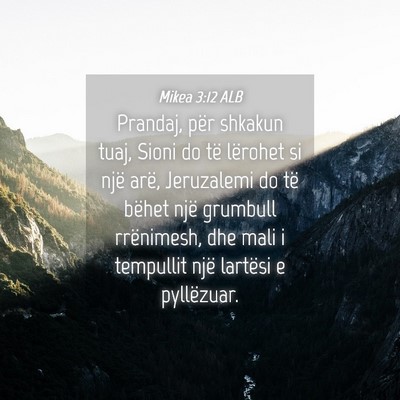 Picture 04 - Mikea 3:12 ALB - Prandaj, për shkakun tuaj, Sioni do të lërohet - Bible Verse Picture