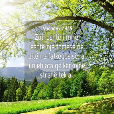 Picture 04 - Nahumi 1:7 ALB - Zoti është i mirë, është një fortesë në - Bible Verse Picture