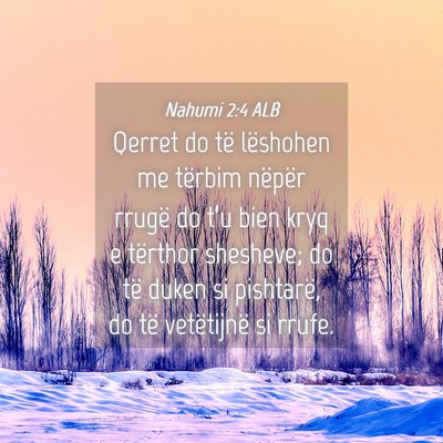 Picture 04 - Nahumi 2:4 ALB - Qerret do të lëshohen me tërbim nëpër rrugë - Bible Verse Picture