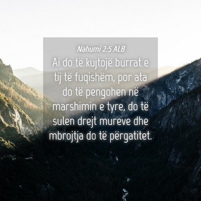Picture 04 - Nahumi 2:5 ALB - Ai do të kujtojë burrat e tij të fuqishëm, - Bible Verse Picture
