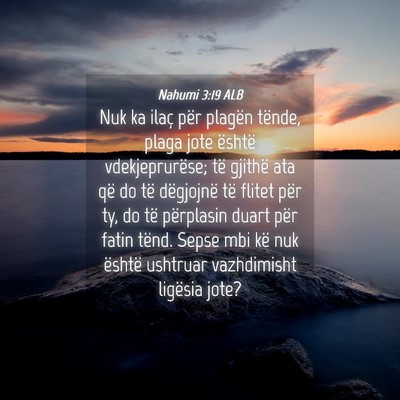 Picture 04 - Nahumi 3:19 ALB - Nuk ka ilaç për plagën tënde, plaga jote - Bible Verse Picture