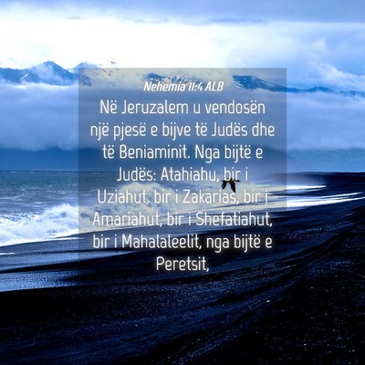 Picture 04 - Nehemia 11:4 ALB - Në Jeruzalem u vendosën një pjesë e bijve të - Bible Verse Picture