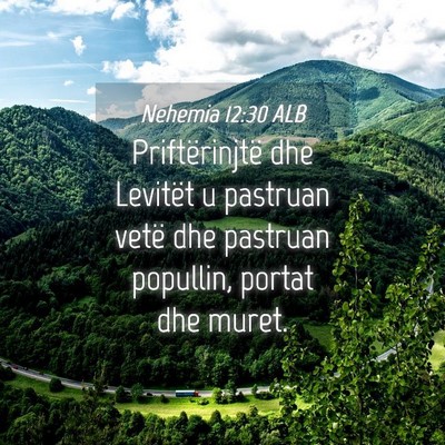 Picture 04 - Nehemia 12:30 ALB - Priftërinjtë dhe Levitët u pastruan vetë dhe - Bible Verse Picture