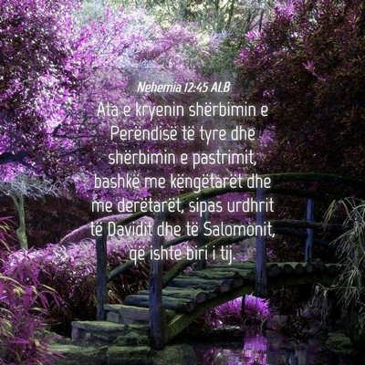 Picture 04 - Nehemia 12:45 ALB - Ata e kryenin shërbimin e Perëndisë të tyre - Bible Verse Picture