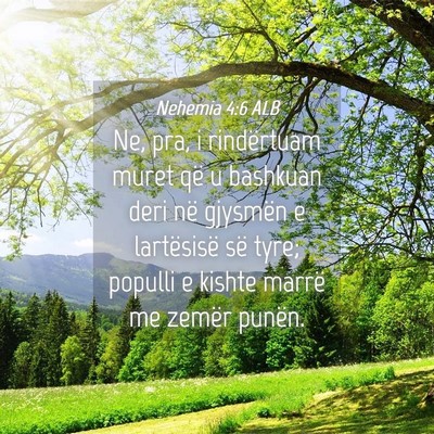 Picture 04 - Nehemia 4:6 ALB - Ne, pra, i rindërtuam muret që u bashkuan deri - Bible Verse Picture