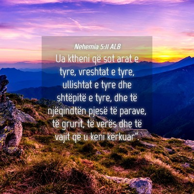 Picture 04 - Nehemia 5:11 ALB - Ua ktheni që sot arat e tyre, vreshtat e tyre, - Bible Verse Picture