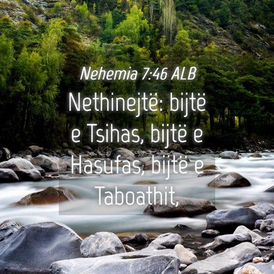 Picture 04 - Nehemia 7:46 ALB - Nethinejtë: bijtë e Tsihas, bijtë e Hasufas, - Bible Verse Picture