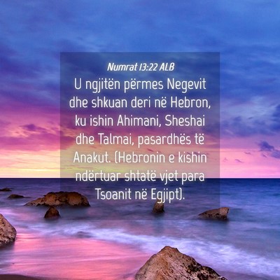 Picture 04 - Numrat 13:22 ALB - U ngjitën përmes Negevit dhe shkuan deri në - Bible Verse Picture