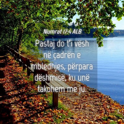 Picture 04 - Numrat 17:4 ALB - Pastaj do t’i vësh në çadrën e mbledhjes, - Bible Verse Picture