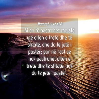 Picture 04 - Numrat 19:12 ALB - Ai do të pastrohet me atë ujë ditën e tretë - Bible Verse Picture