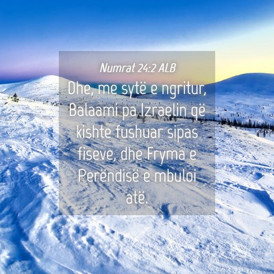 Picture 04 - Numrat 24:2 ALB - Dhe, me sytë e ngritur, Balaami pa Izraelin që - Bible Verse Picture