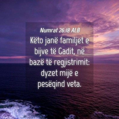 Picture 04 - Numrat 26:18 ALB - Këto janë familjet e bijve të Gadit, në bazë - Bible Verse Picture
