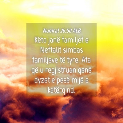Picture 04 - Numrat 26:50 ALB - Këto janë familjet e Neftalit simbas familjeve - Bible Verse Picture