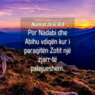 Picture 04 - Numrat 26:61 ALB - Por Nadabi dhe Abihu vdiqën kur i paraqitën - Bible Verse Picture