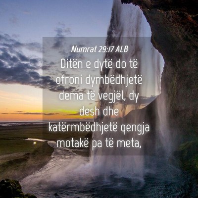 Picture 04 - Numrat 29:17 ALB - Ditën e dytë do të ofroni dymbëdhjetë dema - Bible Verse Picture